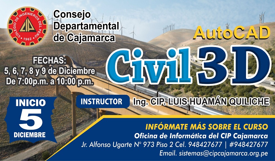 Curso Taller: CIVIL 3D – ¡Capacítate con el CIP Cajamarca!