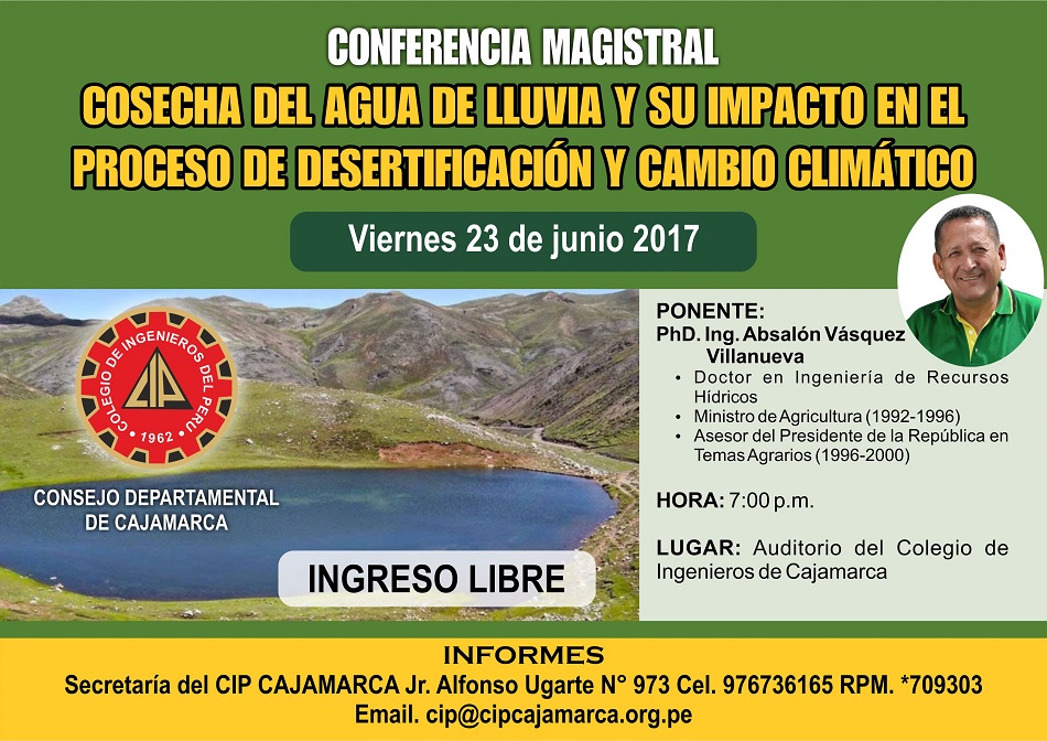 Conferencia Magistral: Cosecha de Agua de lluvia.