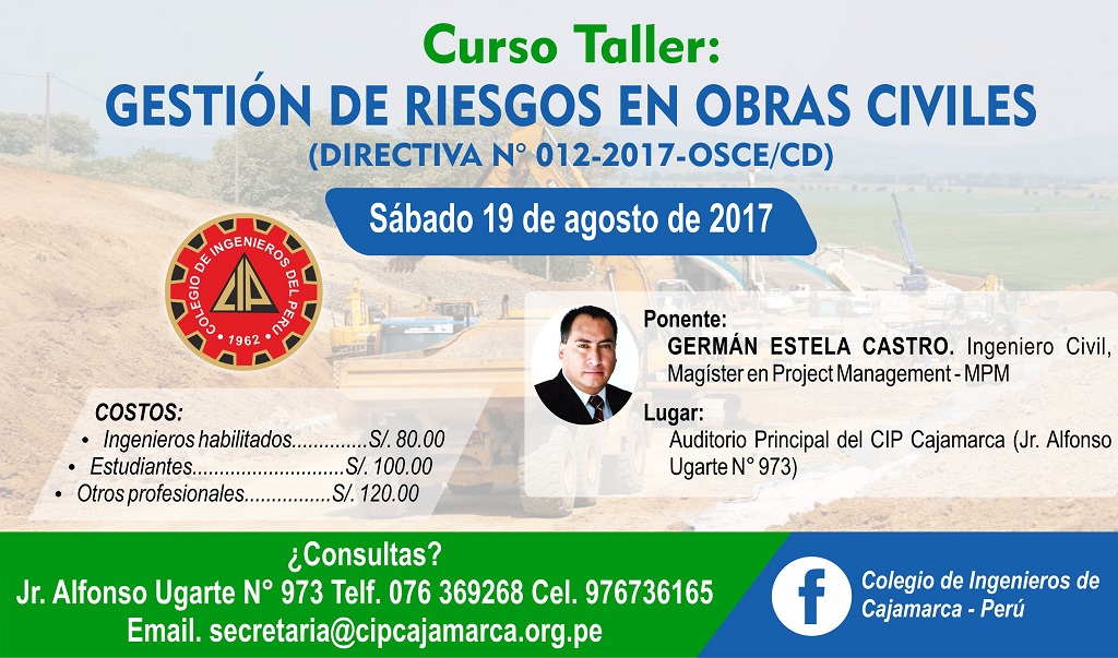 (CAJAMARCA) Gestión de Riesgos en Obras Civiles (Directiva N°. 012-2017-OSCE/CD)