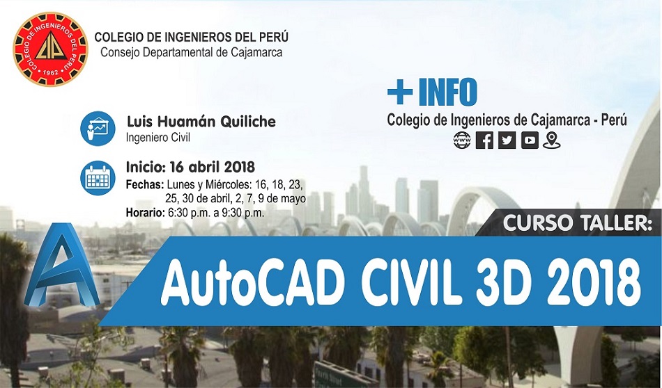 Curso Taller: CIVIL 3D – Inicio: 16 de abril 2018