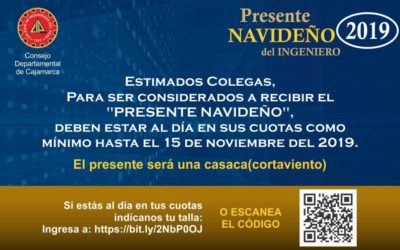 El CIP Cajamarca otorgará un presente navideño al Ing. habilitado