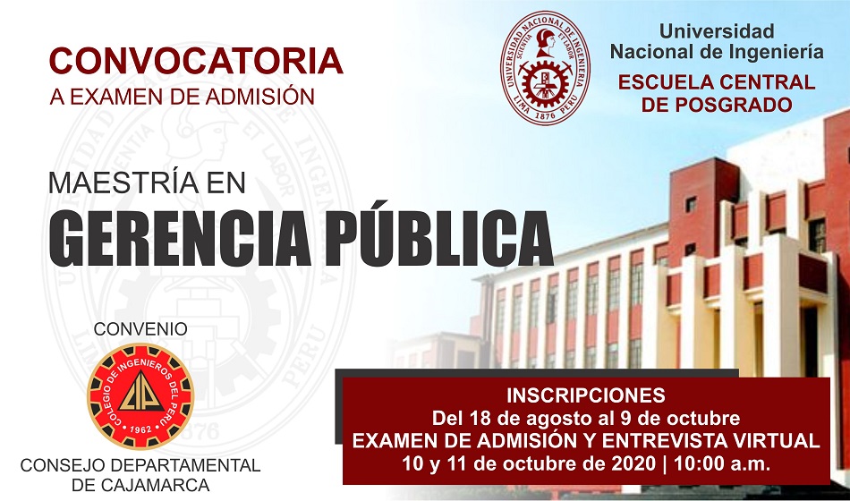 CONVOCATORIA UNI: Estudia la Maestría Gerencia Pública