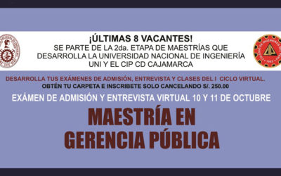 8 últimas vacantes para la Maestría Gerencia Pública