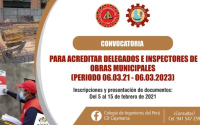 CONVOCATORIA: Para acreditar delegados e inspectores de obras