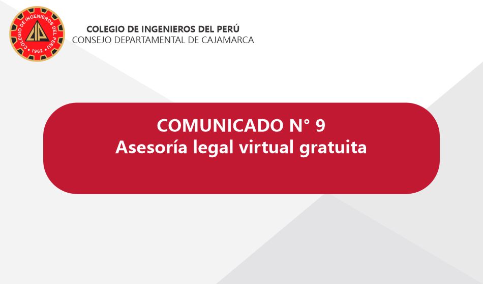 COMUNICADO N° 9: Asesoría Legal virtual gratuita