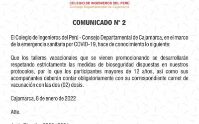 COMUNICADO 2: Tarjetas de vacunación 2 dosis