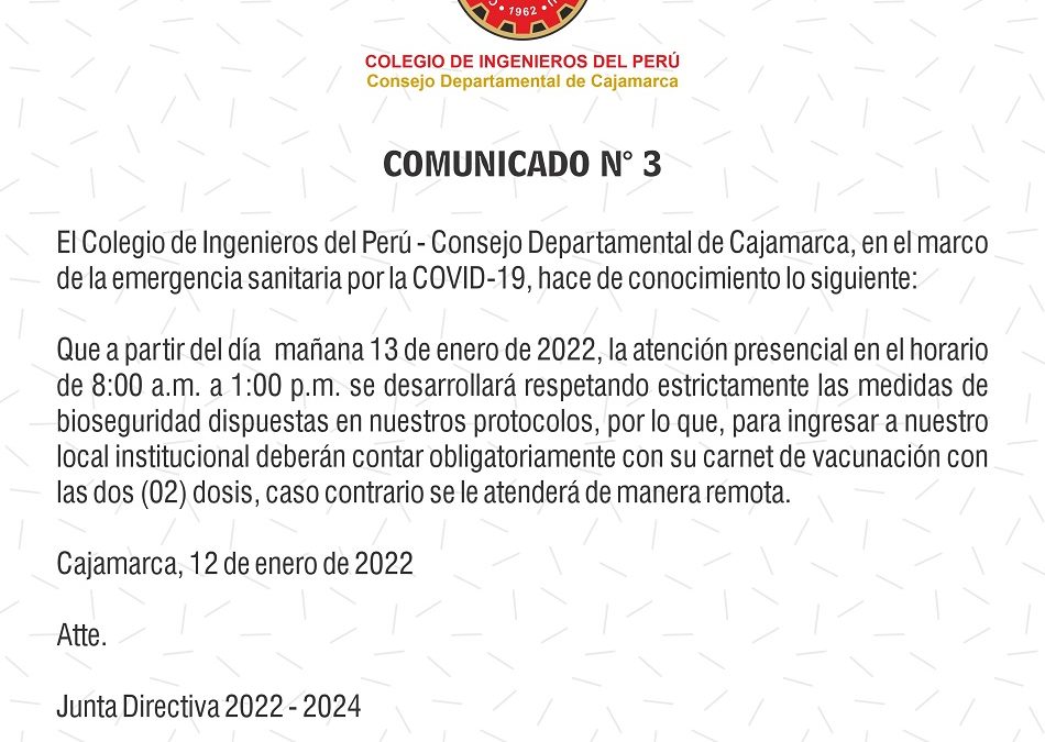 COMUNICADO 3: Horario de atención semipresencial