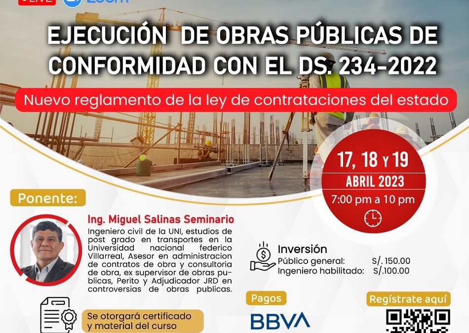 CURSO: Ejecución de obras públicas de conformidad con el DS. 234-2022