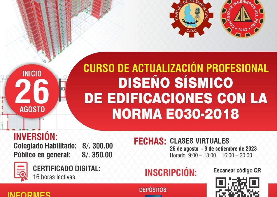 Curso de actualización profesional virtual: “Diseño Sísmico de Edificaciones con la Norma E030-2018”