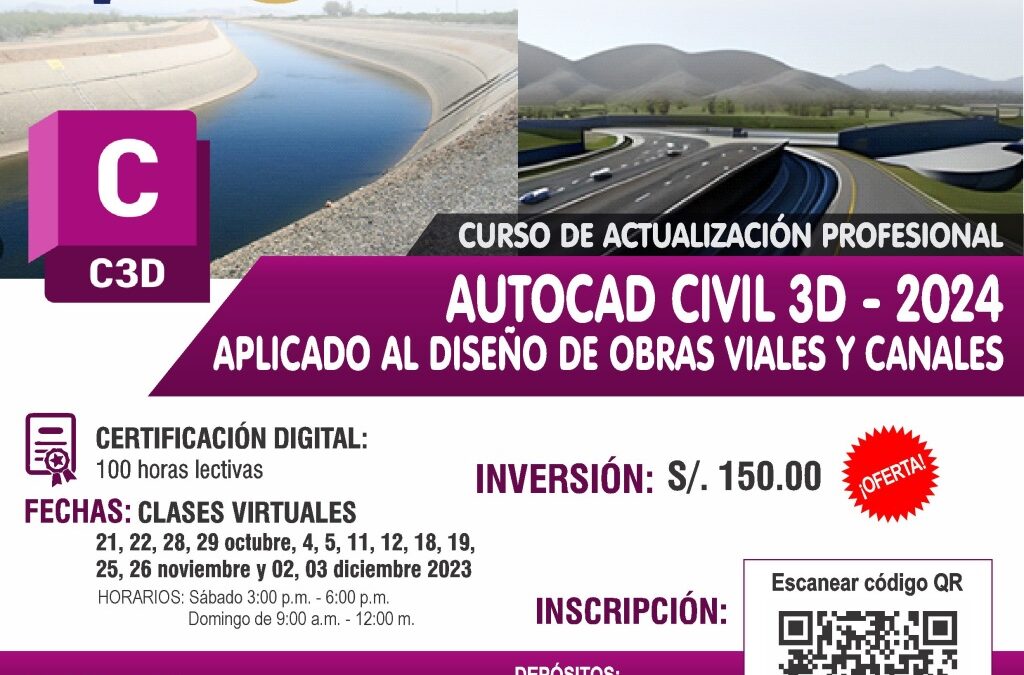 CURSO VIRTUAL: AUTOCAD CIVIL 3D – 2024, aplicado al diseño de obras viales y canales