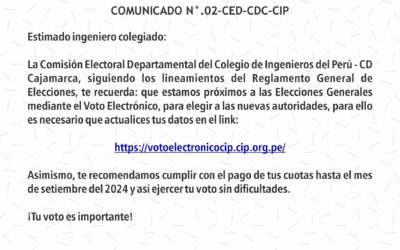 COMUNICADO N° 02-CED-CDC-CIP: Actualización e datos