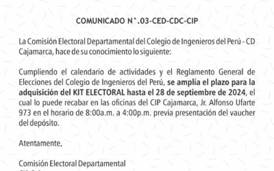 COMUNICADO N° 03-CED-CDC-CIP: Ampliación de venta de Kit Electoral