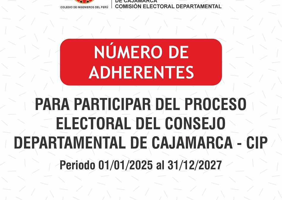 Número de adherentes para participar del proceso electoral del CIP Cajamarca