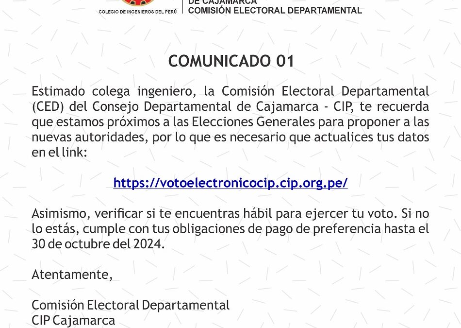 COMUNICADO CED: Voto electrónico 2024