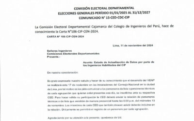 COMUNICADO N° 15-CED-CDC-CIP: Personeros legales o técnicos