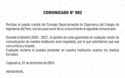 COMUNICADO N° 002: Se respetará la opinión de los Colegiados