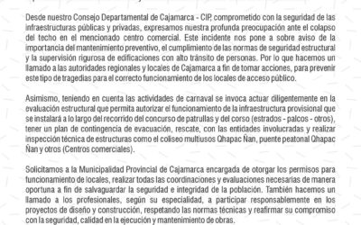 PRONUNCIAMIENTO N° 002-2025: Caída del techo del Real Plaza de Trujillo