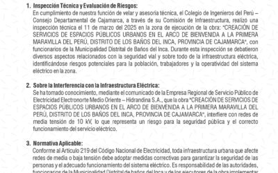 PRONUNCIAMIENTO N° 004-2025: Sobre la construcción del arco de bienvenida, Baños del Inca – Cajamarca