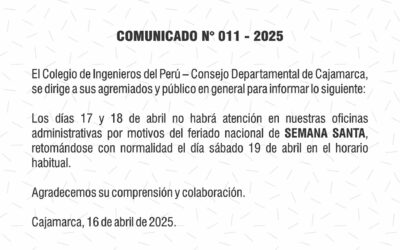 COMUNICADO 011 – 2025: Suspensión de atención por Semana Santa