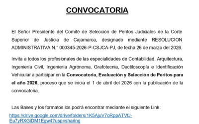 CONVOCATORIA a concurso a Peritos Judiciales 2026
